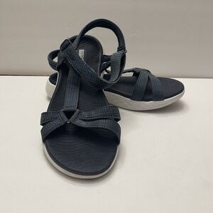 Skechers GOWalk Flex Washable Sport Sandals Womens 8 Navy Comfort Active